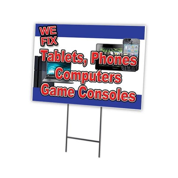 Signmission We Fix Tab Pho Comp Gam Yard & Stake outdoor plastic coroplast window, C-1216-We Fix Tab Pho Comp C-1216-DS-We Fix Tab Pho Comp Gam - main